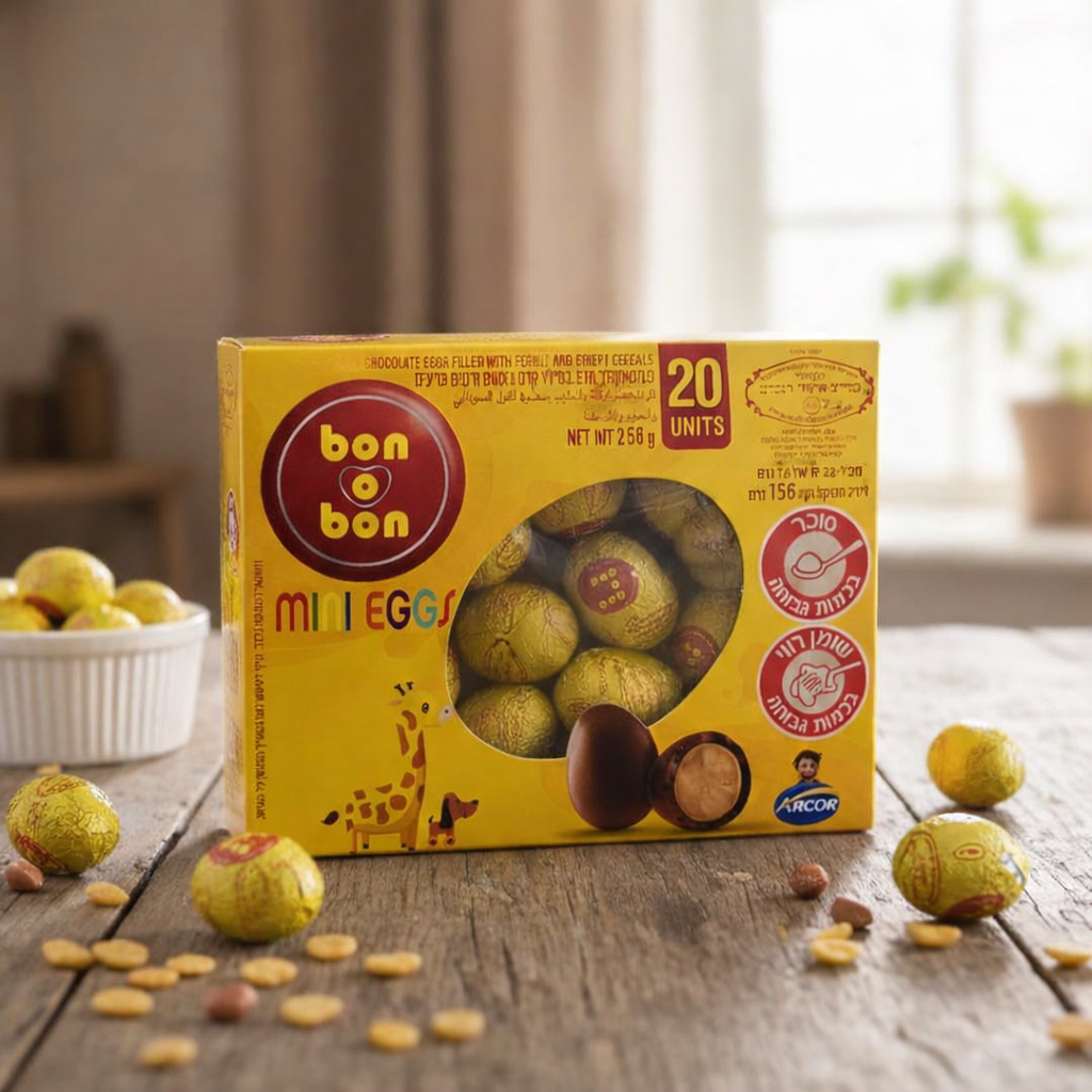 ביצי שוקולד במילוי קרם בוטנים ודגנים פריכים