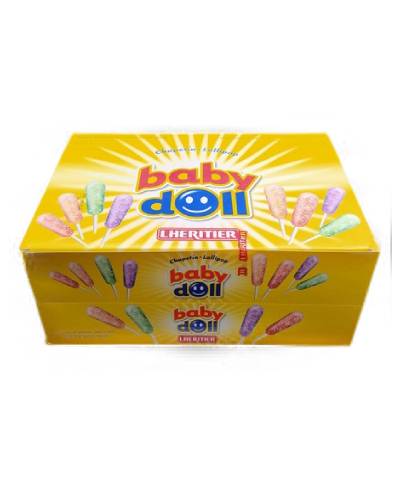 קרטון סוכריות על מקל בייבי דול בטעמי פירות – 48 רביעיות